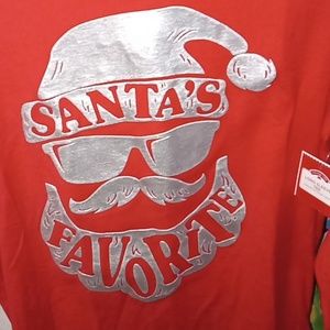 Holiday Time- Red "Santa's Favorite" Long Sleeve Holiday Tee-(14-16) Kids